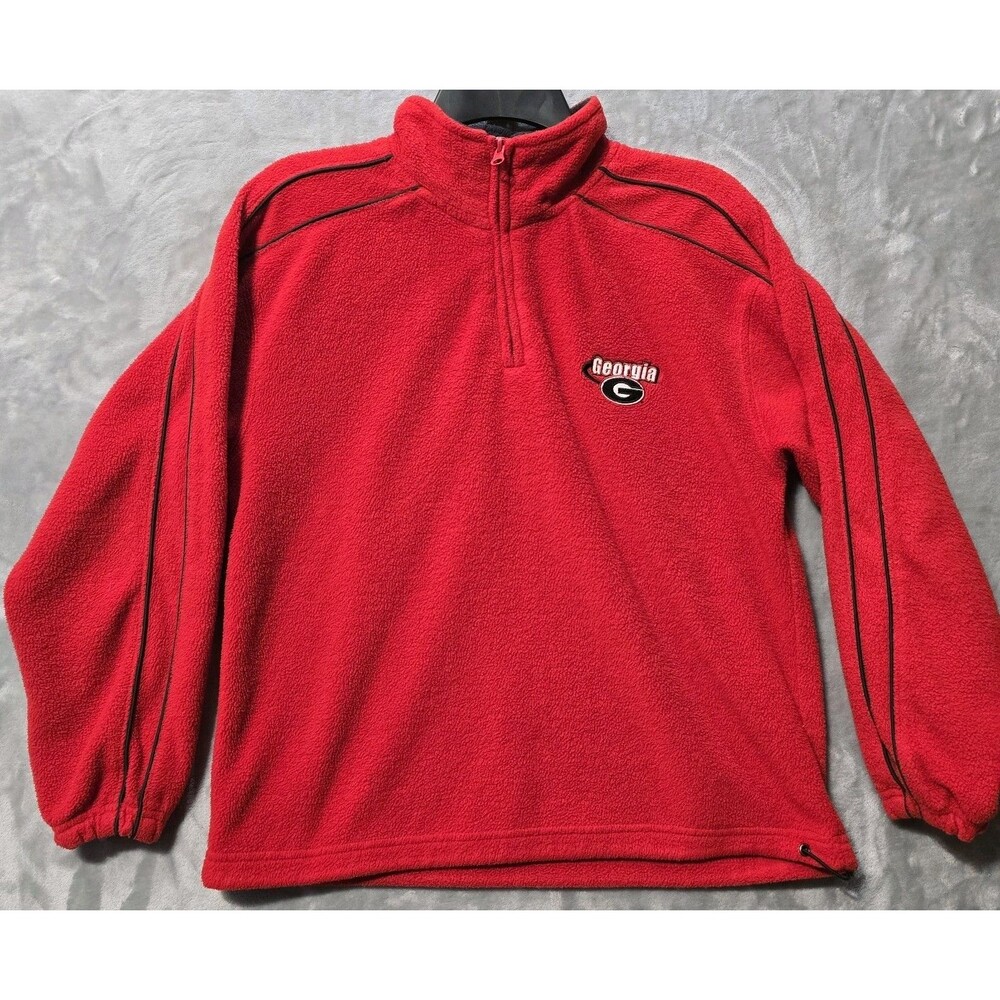 Starter Georgia Bulldogs Fleece Pullover Womens 14/16 Red 1/4 Zip Drawstring